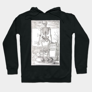 Anatomical skeleton illustration from De dissectione partium corporis humani libri tres published circa 1545 (Cleaned to remove bleed thru text) Hoodie